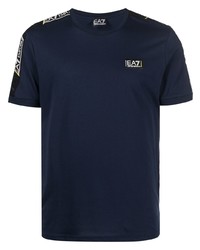 T-shirt à col rond imprimé bleu marine Ea7 Emporio Armani