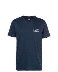 T-shirt à col rond imprimé bleu marine Ea7 Emporio Armani