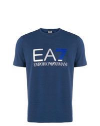 T-shirt à col rond imprimé bleu marine Ea7 Emporio Armani