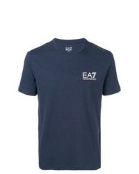 T-shirt à col rond imprimé bleu marine Ea7 Emporio Armani