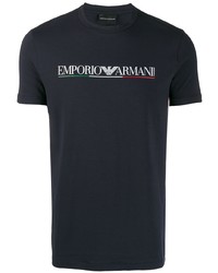 T-shirt à col rond imprimé bleu marine Emporio Armani