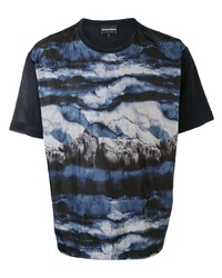 T-shirt à col rond imprimé bleu marine Emporio Armani