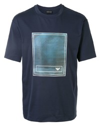 T-shirt à col rond imprimé bleu marine Emporio Armani