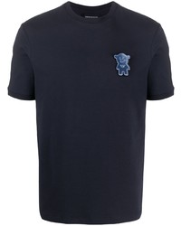 T-shirt à col rond imprimé bleu marine Emporio Armani