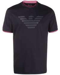 T-shirt à col rond imprimé bleu marine Emporio Armani