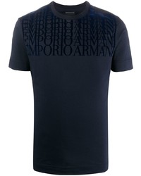 T-shirt à col rond imprimé bleu marine Emporio Armani