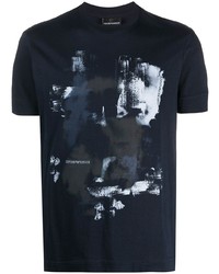 T-shirt à col rond imprimé bleu marine Emporio Armani