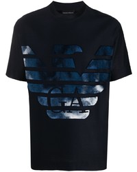 T-shirt à col rond imprimé bleu marine Emporio Armani