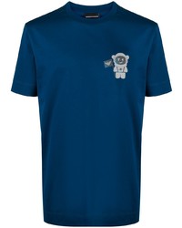 T-shirt à col rond imprimé bleu marine Emporio Armani