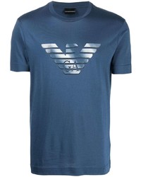 T-shirt à col rond imprimé bleu marine Emporio Armani