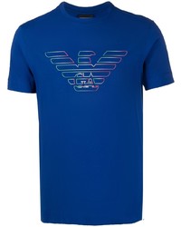 T-shirt à col rond imprimé bleu marine Emporio Armani