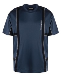 T-shirt à col rond imprimé bleu marine Emporio Armani