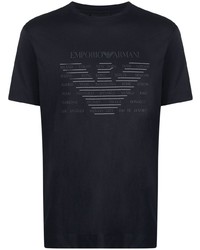 T-shirt à col rond imprimé bleu marine Emporio Armani