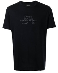 T-shirt à col rond imprimé bleu marine Emporio Armani