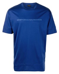 T-shirt à col rond imprimé bleu marine Emporio Armani