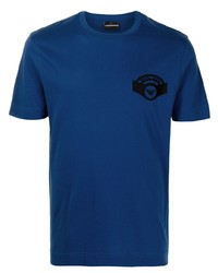 T-shirt à col rond imprimé bleu marine Emporio Armani