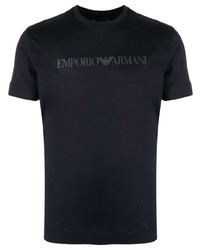 T-shirt à col rond imprimé bleu marine Emporio Armani