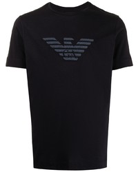 T-shirt à col rond imprimé bleu marine Emporio Armani