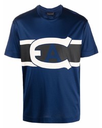 T-shirt à col rond imprimé bleu marine Emporio Armani