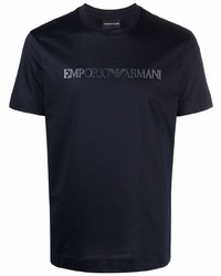 T-shirt à col rond imprimé bleu marine Emporio Armani