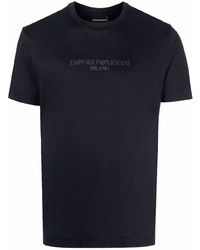 T-shirt à col rond imprimé bleu marine Emporio Armani