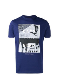 T-shirt à col rond imprimé bleu marine Emporio Armani