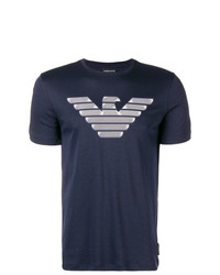 T-shirt à col rond imprimé bleu marine Emporio Armani