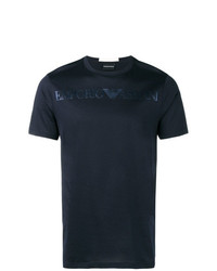 T-shirt à col rond imprimé bleu marine Emporio Armani