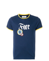 T-shirt à col rond imprimé bleu marine Facetasm
