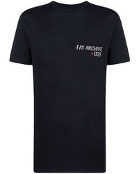 T-shirt à col rond imprimé bleu marine Fay
