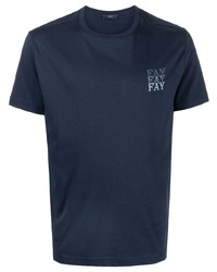 T-shirt à col rond imprimé bleu marine Fay