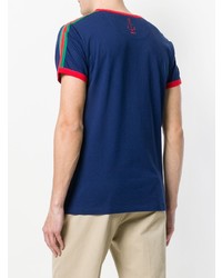 T-shirt à col rond imprimé bleu marine Gucci