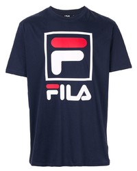 T-shirt à col rond imprimé bleu marine Fila