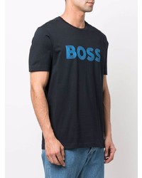 T-shirt à col rond imprimé bleu marine BOSS