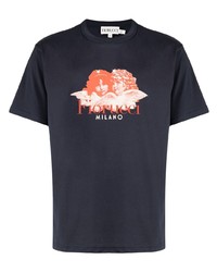 T-shirt à col rond imprimé bleu marine Fiorucci