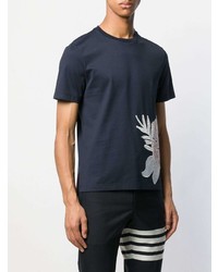 T-shirt à col rond imprimé bleu marine Thom Browne