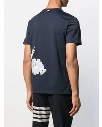 T-shirt à col rond imprimé bleu marine Thom Browne