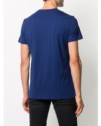 T-shirt à col rond imprimé bleu marine Balmain