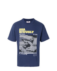 T-shirt à col rond imprimé bleu marine Gcds