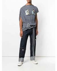 T-shirt à col rond imprimé bleu marine JW Anderson