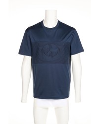 T-shirt à col rond imprimé bleu marine Giorgio Armani