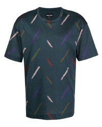 T-shirt à col rond imprimé bleu marine Giorgio Armani