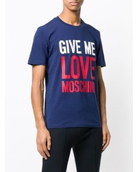 T-shirt à col rond imprimé bleu marine Love Moschino