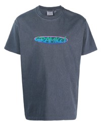 T-shirt à col rond imprimé bleu marine Gramicci