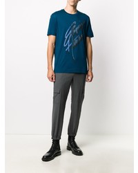 T-shirt à col rond imprimé bleu marine Emporio Armani