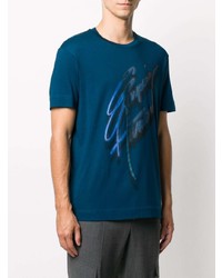 T-shirt à col rond imprimé bleu marine Emporio Armani