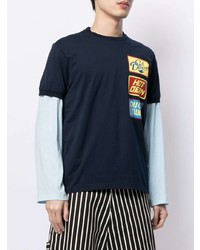 T-shirt à col rond imprimé bleu marine DSQUARED2