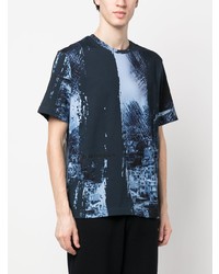 T-shirt à col rond imprimé bleu marine Emporio Armani