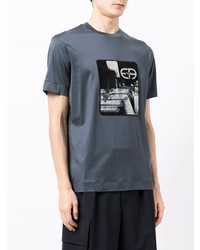 T-shirt à col rond imprimé bleu marine Emporio Armani