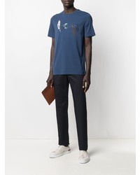 T-shirt à col rond imprimé bleu marine Corneliani